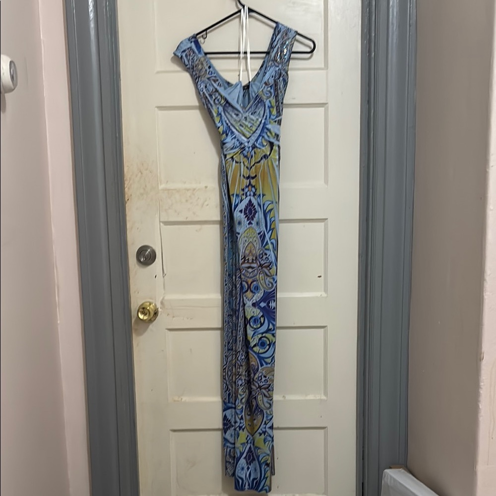 Elegant Blue Patterned Women's Dress